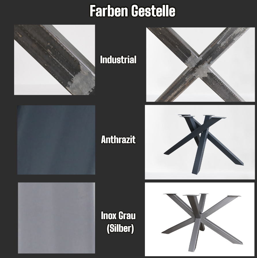 Tischbeine "X-Form" - Metall - versch. Größen und Farben