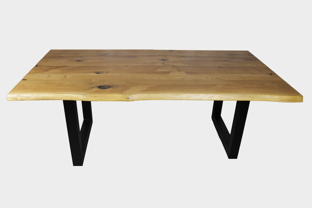 Serie "MAXIM" | Baumkantentisch - Eiche - inkl. Tischbein U-Form - versch. Größen | Länge: 160 - 300 cm | Breite: 90 -100 cm - massivholztisch-manufaktur.de