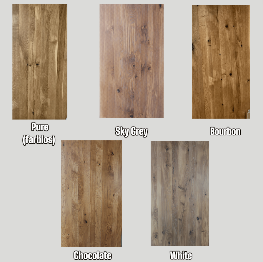 Serie "UNA" | Massivholztisch - Eiche - inkl. Tischbein Matrix- versch. Größen und Farben | Länge: 160 - 300 cm | Breite: 90 -100 cm