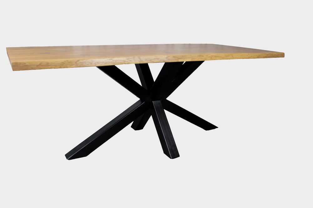 Serie "MAXIM" | Baumkantentisch - Eiche - inkl. Tischbein Matrix - versch. Größen | Länge: 160 - 300 cm | Breite: 90 -100 cm - massivholztisch-manufaktur.de