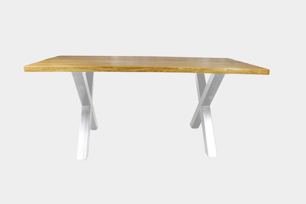 Serie "UNA" | Massivholztisch - Eiche - inkl. Tischbein X-Form - versch. Größen | Länge: 160 - 300 cm | Breite: 90 -100 cm - massivholztisch-manufaktur.de