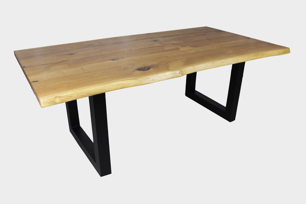 Serie "MAXIM" | Baumkantentisch - Eiche - inkl. Tischbein U-Form - versch. Größen | Länge: 160 - 300 cm | Breite: 90 -100 cm - massivholztisch-manufaktur.de