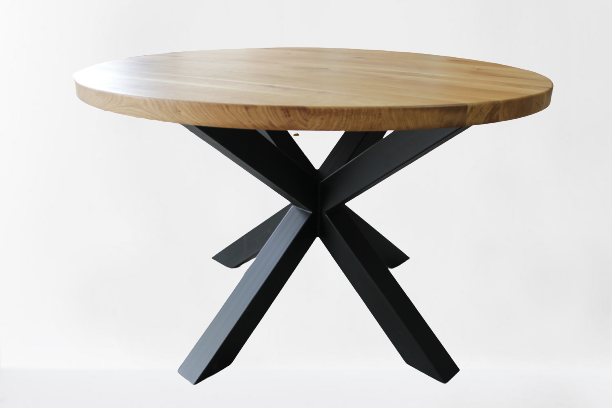 Serie "UNA" | Massivholztisch Rund - Eiche - inkl. Tischbein Matrix - versch. Größen und Farben | Durchmesser: 100 - 160 cm